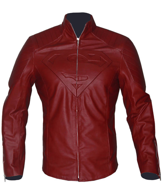 Harpoon Clark Kent Inspired Red Faux Leather or Real Leather Leather Jacket