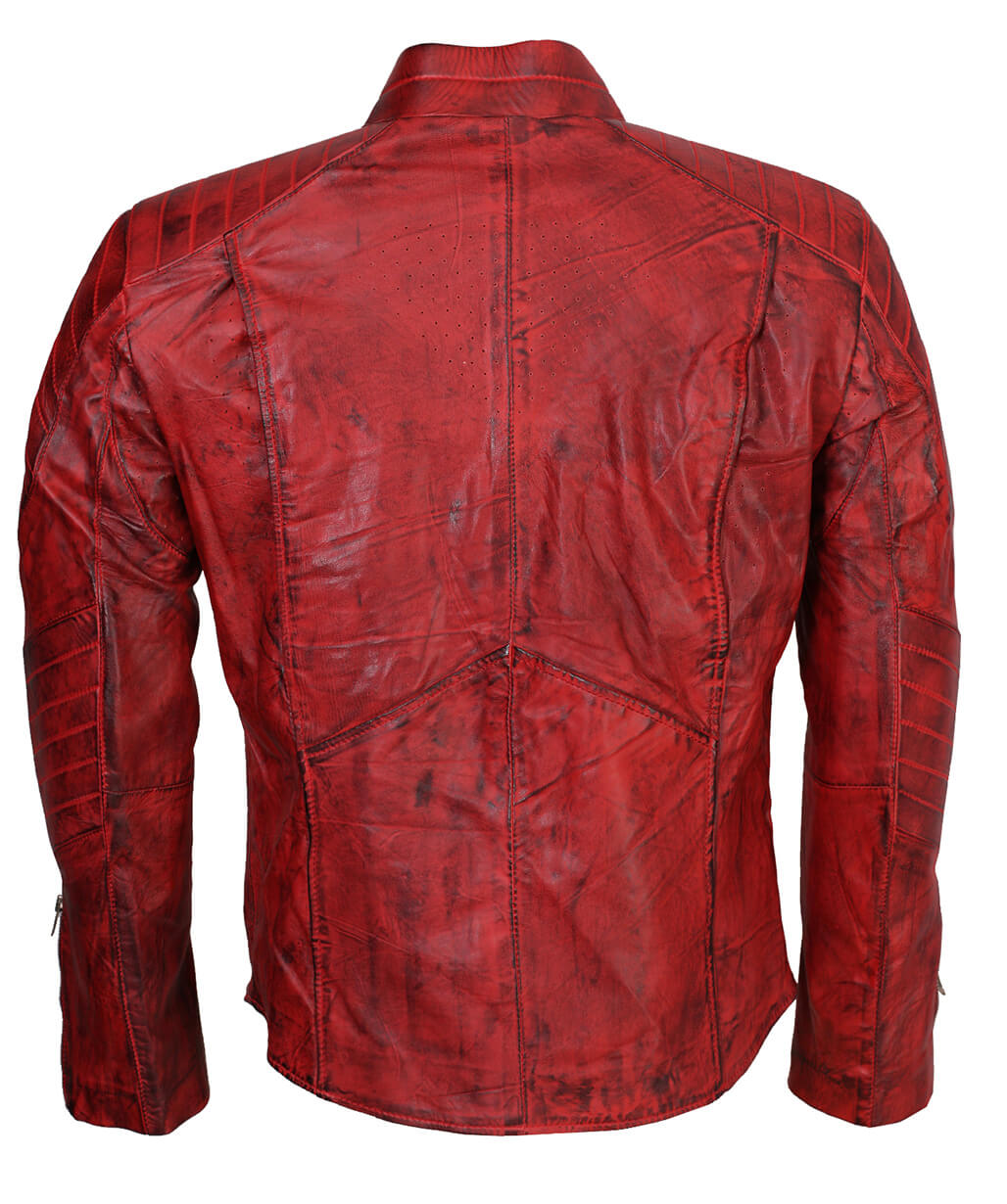 Harpoon Superman Waxed Inspired Bloody Hand Waxed Red Real Leather Leather Jacket