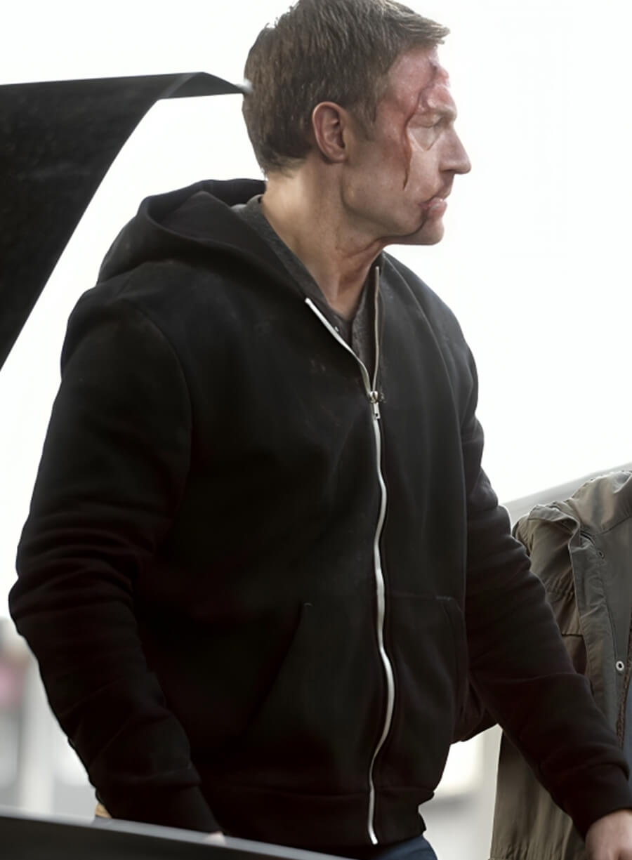 Harpoon Gadreel Inspired Black Fleece Fabric Hooded Jacket - Supernatural Tv Series Style