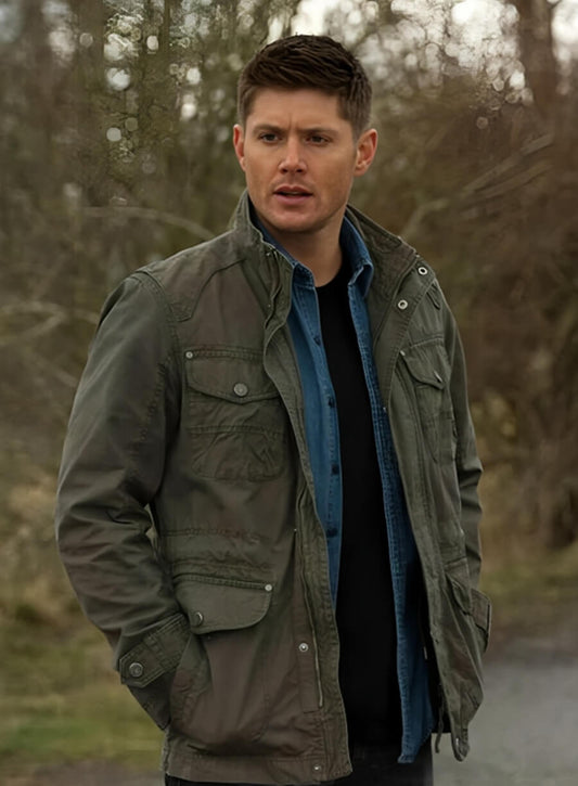 Harpoon Dean Winchester Inspired Green Cotton Fabric Cotton Jacket - Supernatural Tv Series Style