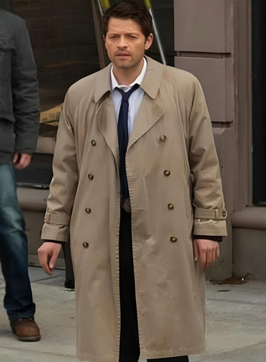 Harpoon Castiel Inspired Grey Cotton Fabric Coat - Supernatural Tv Series Style