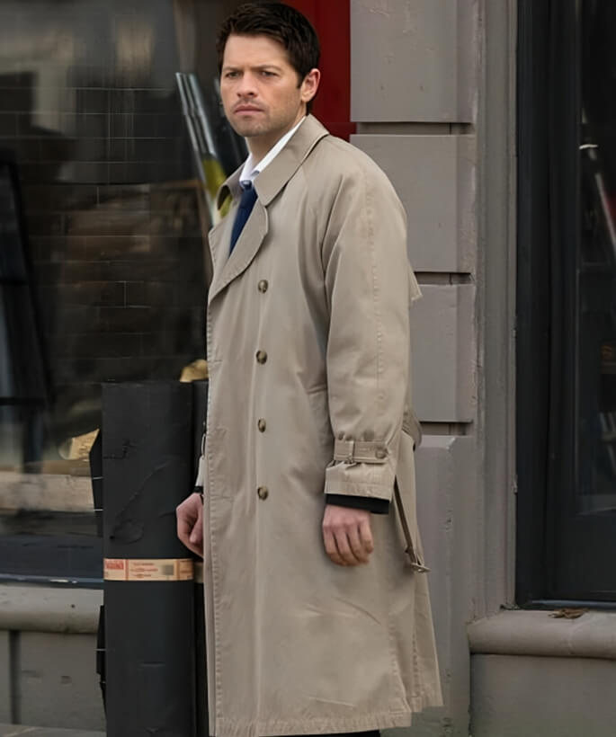 Harpoon Castiel Inspired Grey Cotton Fabric Coat - Supernatural Tv Series Style