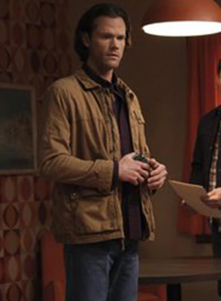 Harpoon Sam Winchester Inspired Black with Maroon Perforated Shoulders Cotton Fabric Cotton Jacket - Supernatural Style