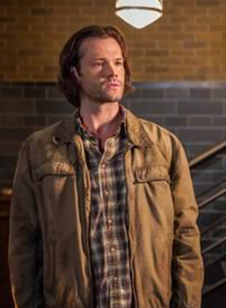 Harpoon Sam Winchester Inspired Black with Maroon Perforated Shoulders Cotton Fabric Cotton Jacket - Supernatural Style