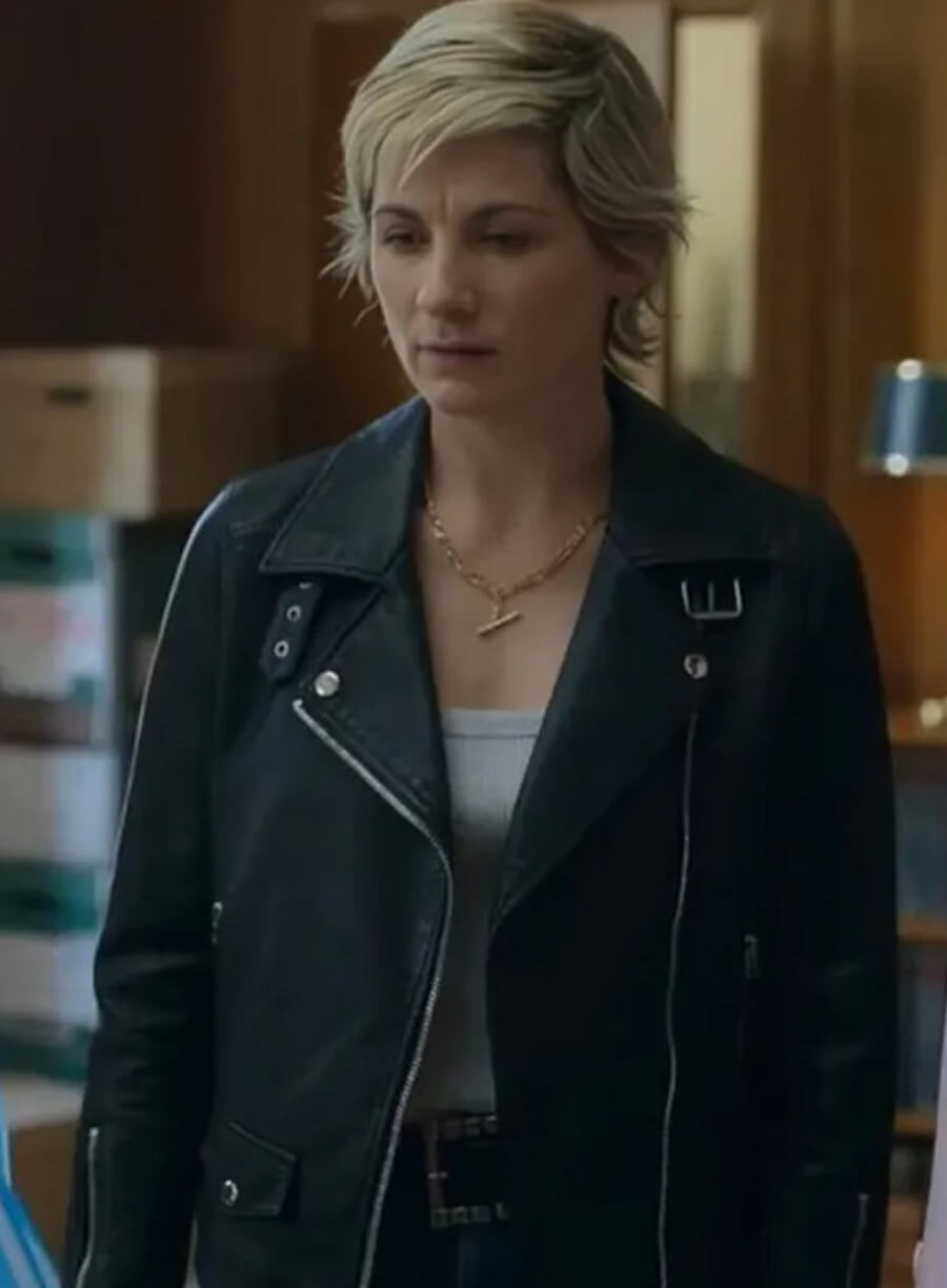 Harpoon Jodie Whittaker Inspired Brown Biker Jacket - Toxic Town 2025 Style