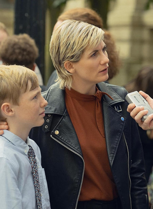 Harpoon Jodie Whittaker Inspired Brown Biker Jacket - Toxic Town 2025 Style