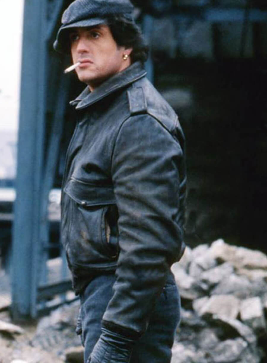 Harpoon Sylvester Stallone Inspired Black Leather Jacket - Paradise Alley Style