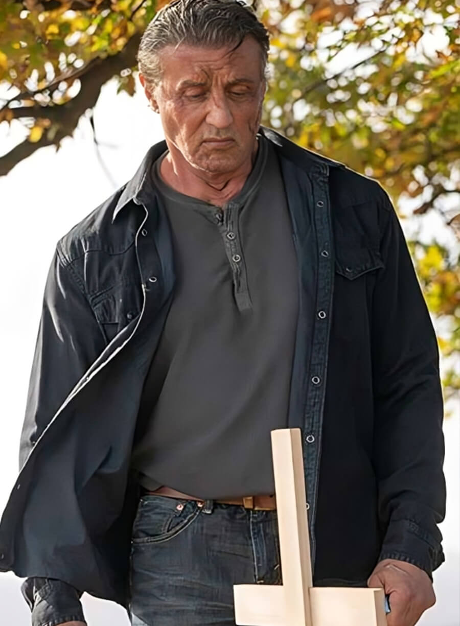 Harpoon Sylvester Stallone Inspired Black Cotton Jacket - Rambo: Last Blood Style