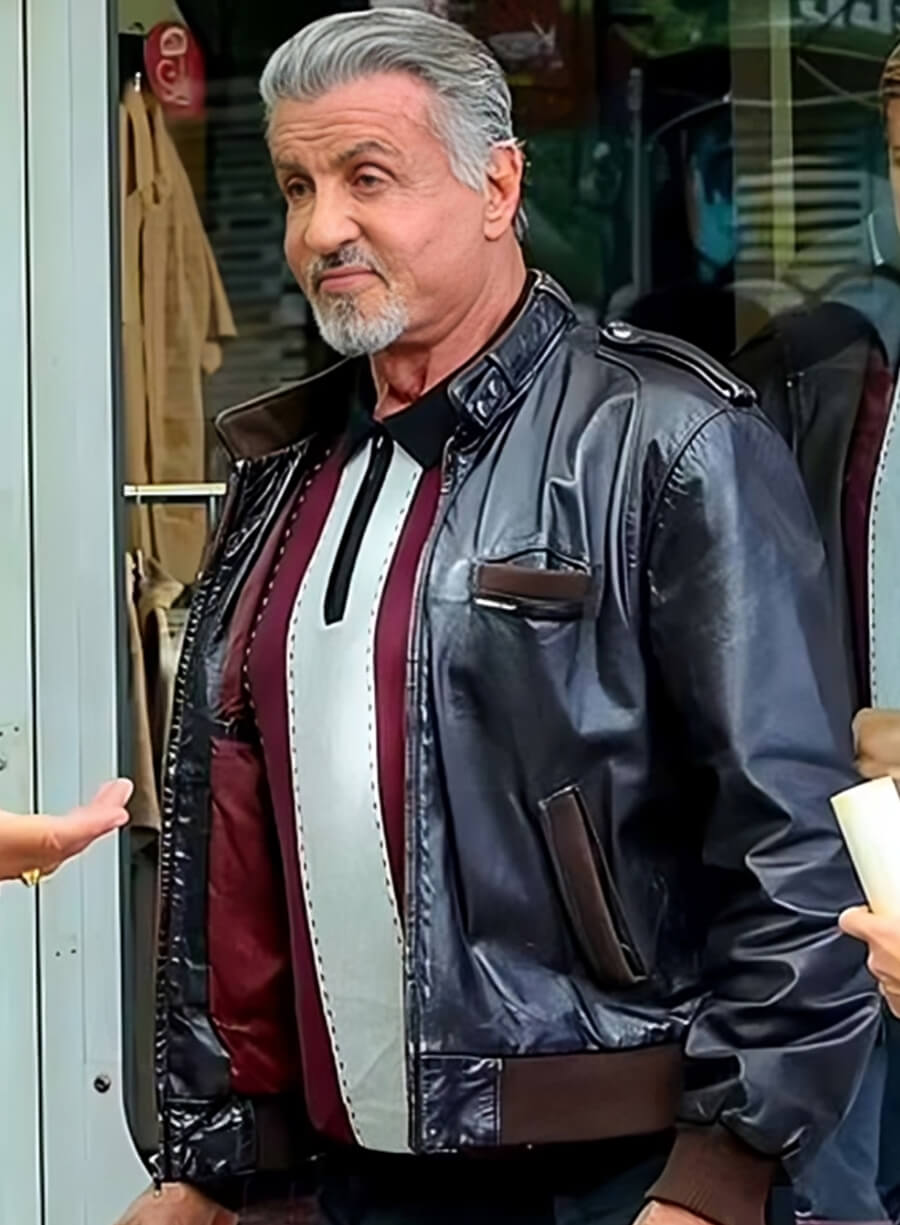 Harpoon Sylvester Stallone Inspired Black Real Leather Leather Jacket - Tulsa King Style