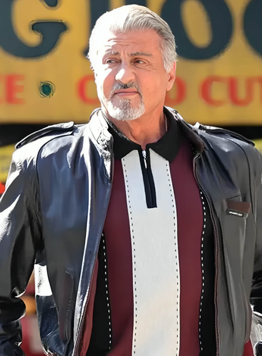 Harpoon Sylvester Stallone Inspired Black Real Leather Leather Jacket - Tulsa King Style