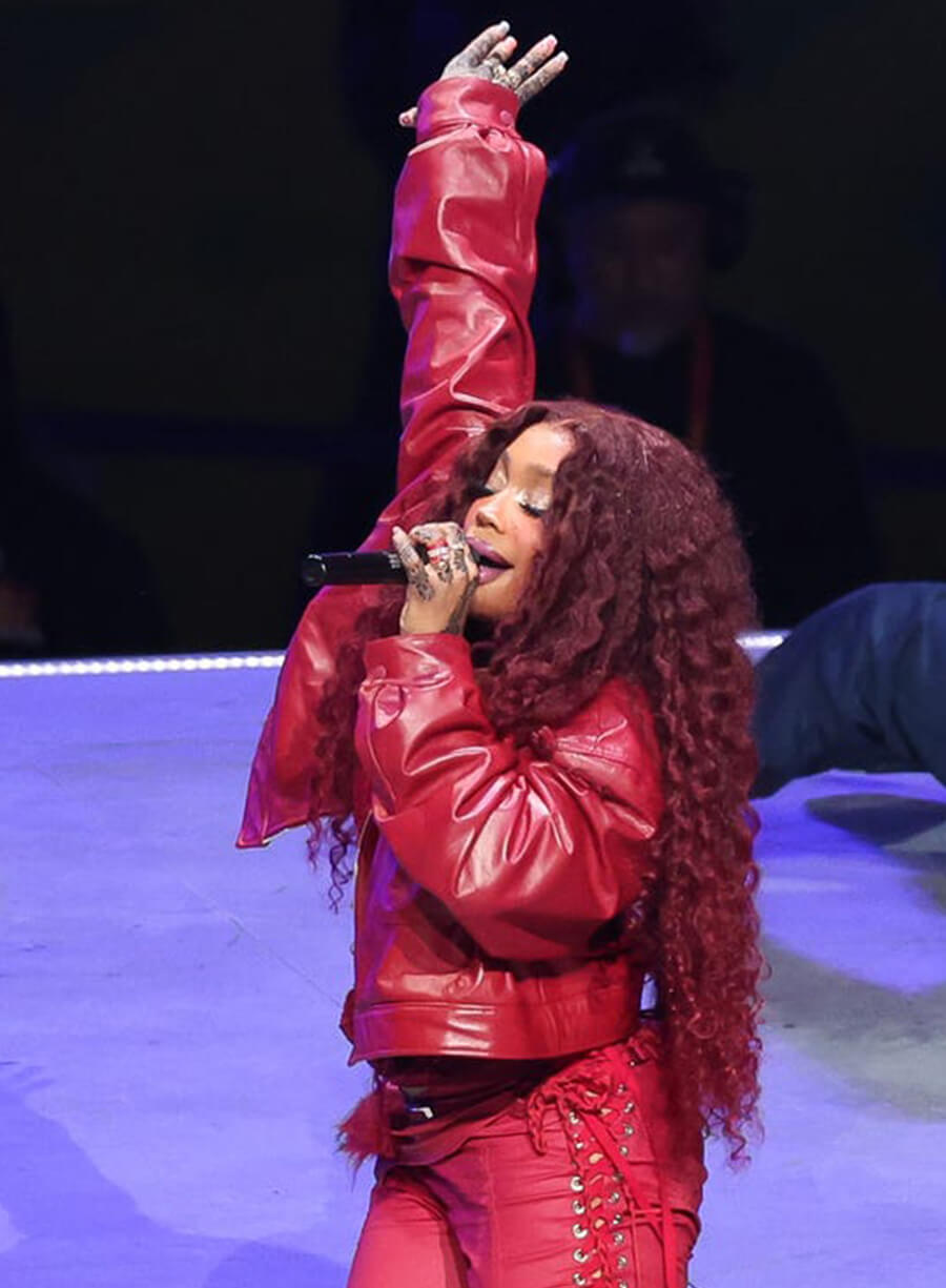 Harpoon SZA Super Bowl Inspired Red Leather Jacket - Super Bowl 2025 Style