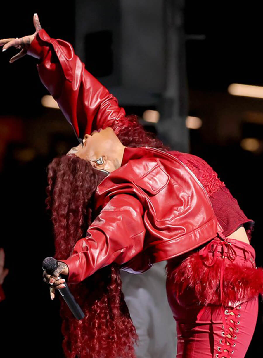 Harpoon SZA Super Bowl Inspired Red Leather Jacket - Super Bowl 2025 Style