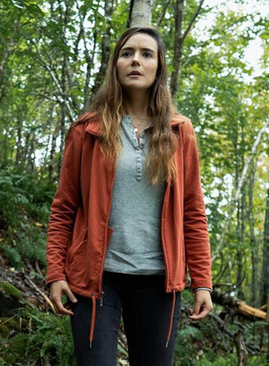 Harpoon Tabitha Matthews Inspired Red Fleece Fabric Leather Jacket - From S02 Style