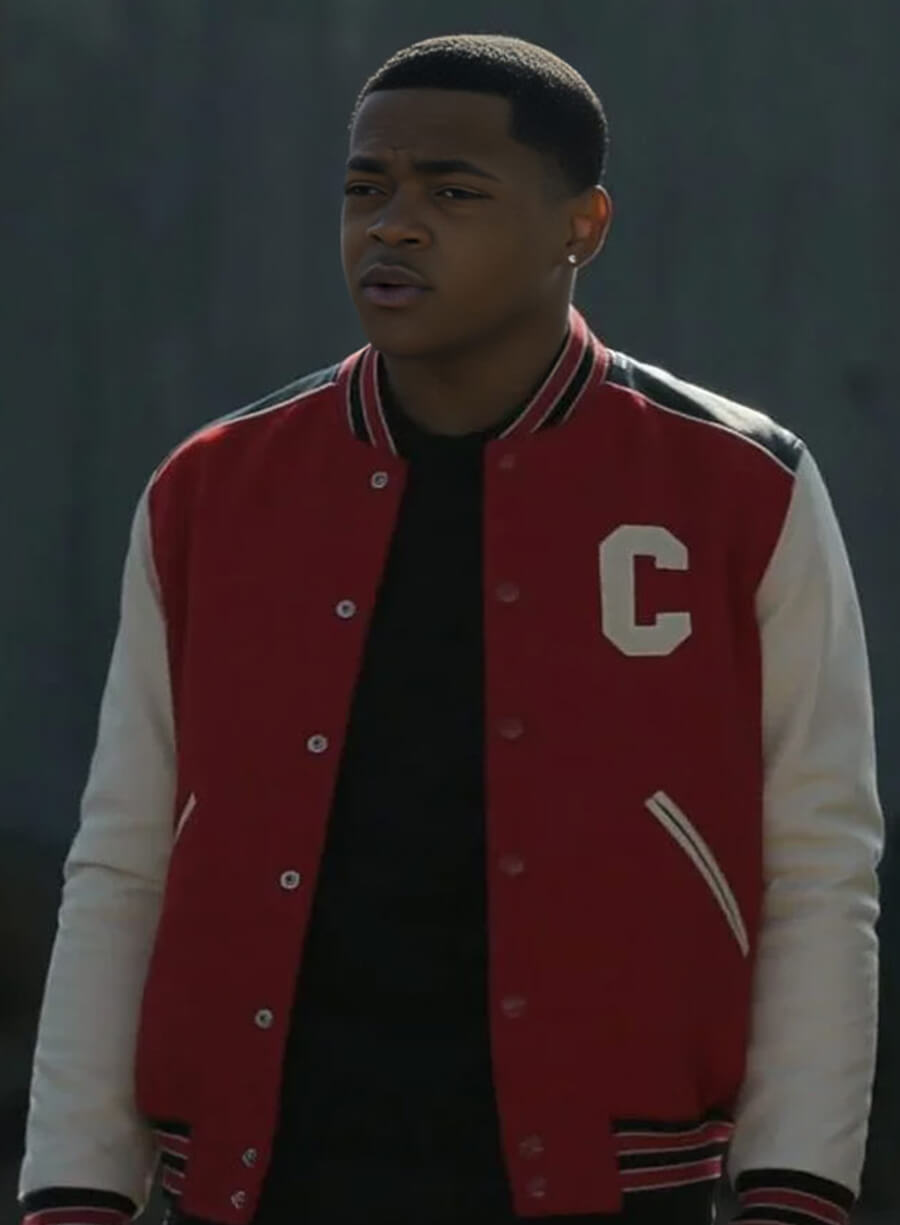 Harpoon Tariq St. Patrick Inspired Red & White Varsity Jacket - Power Book II: Ghost Style