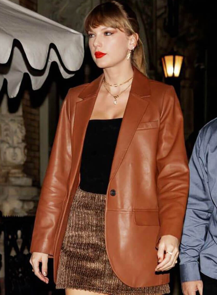 Harpoon Taylor Swift Blazer Inspired Brown Leather Jacket