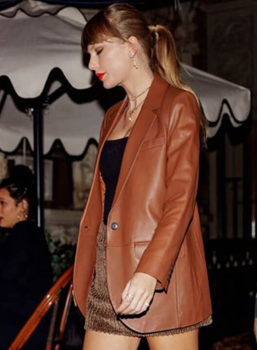 Harpoon Taylor Swift Blazer Inspired Brown Leather Jacket