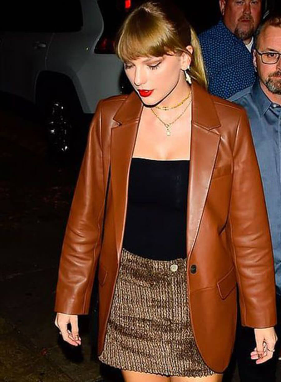 Harpoon Taylor Swift Blazer Inspired Brown Leather Jacket
