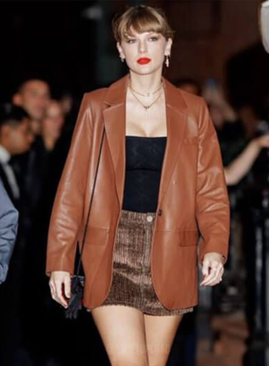 Harpoon Taylor Swift Blazer Inspired Brown Leather Jacket