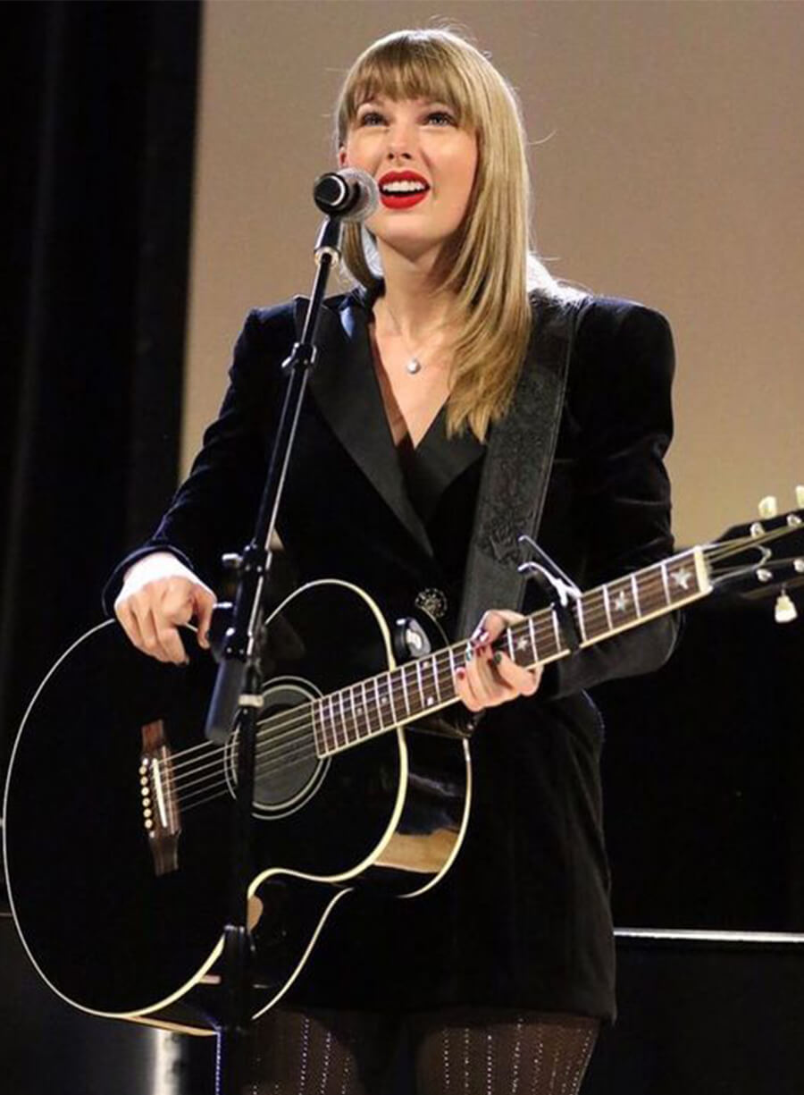 Harpoon Taylor Swift Reputation Era Velvet Blazer Inspired Black Leather Jacket