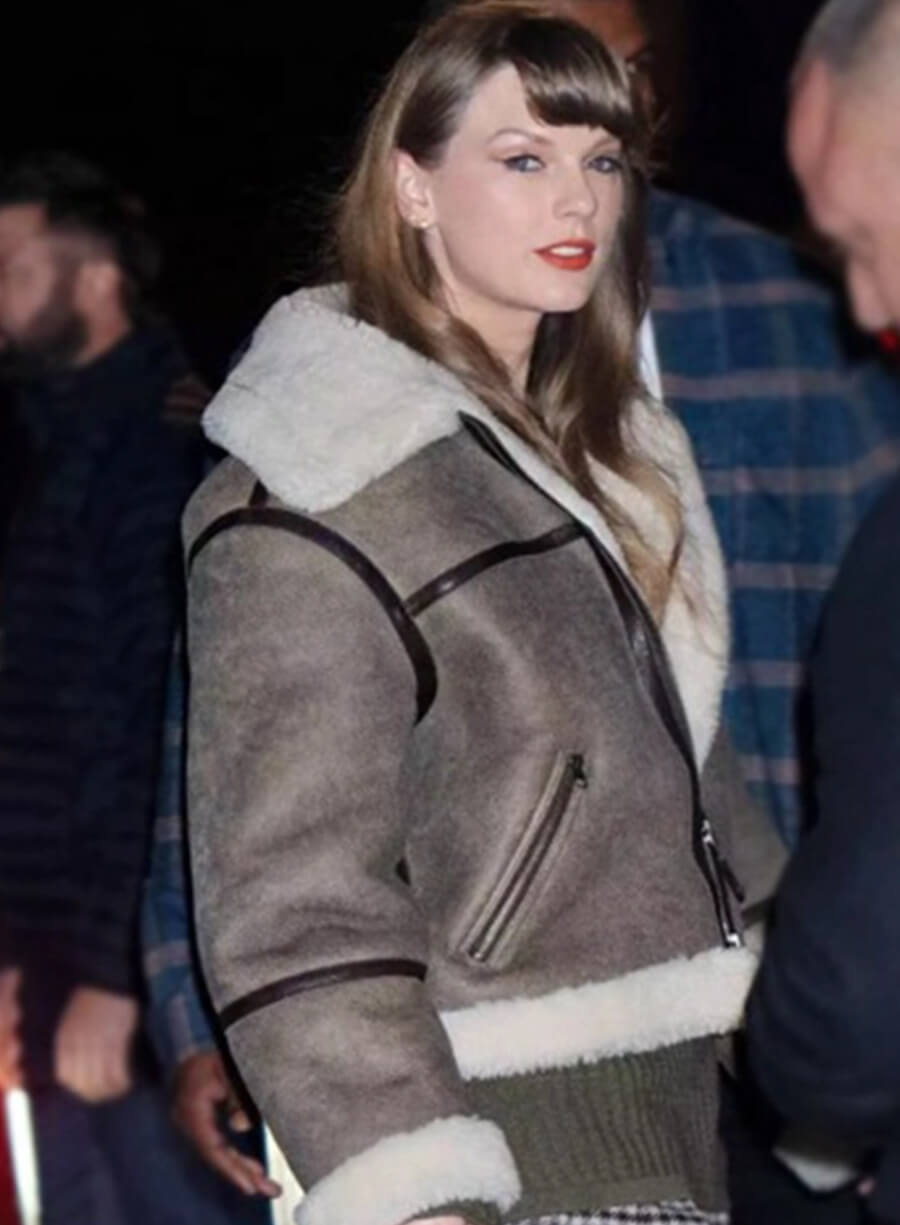 Harpoon Taylor Swift Shearling Inspired Black Real Leather Leather Jacket
