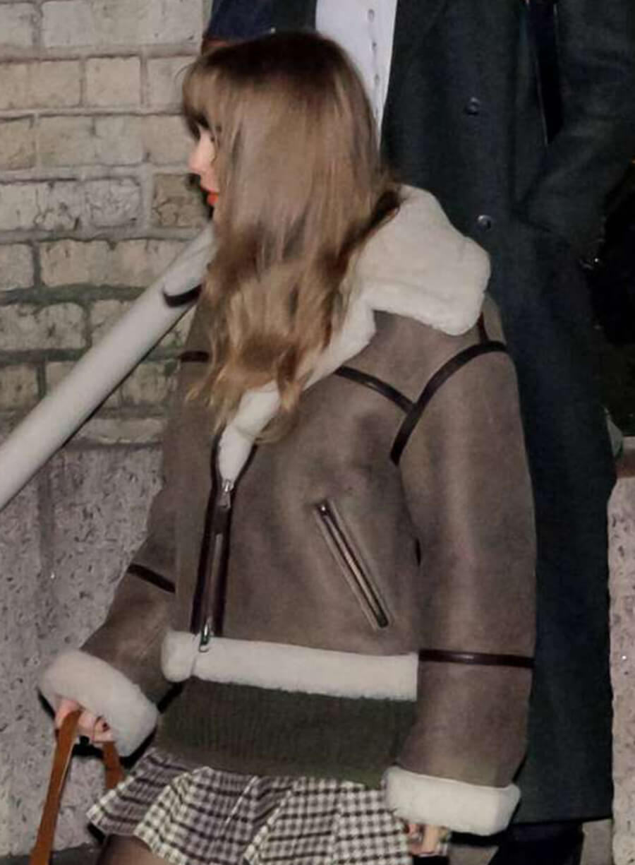 Harpoon Taylor Swift Shearling Inspired Black Real Leather Leather Jacket