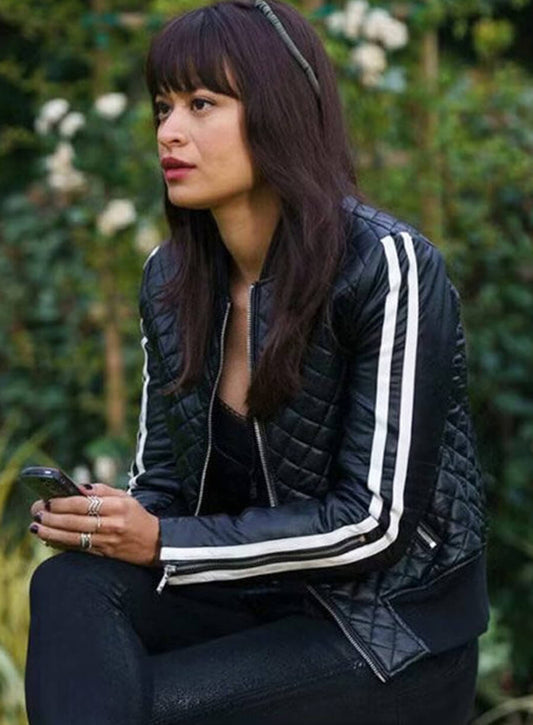 Harpoon Pippa Inspired Black Leather Jacket - Tell Me Lies Style