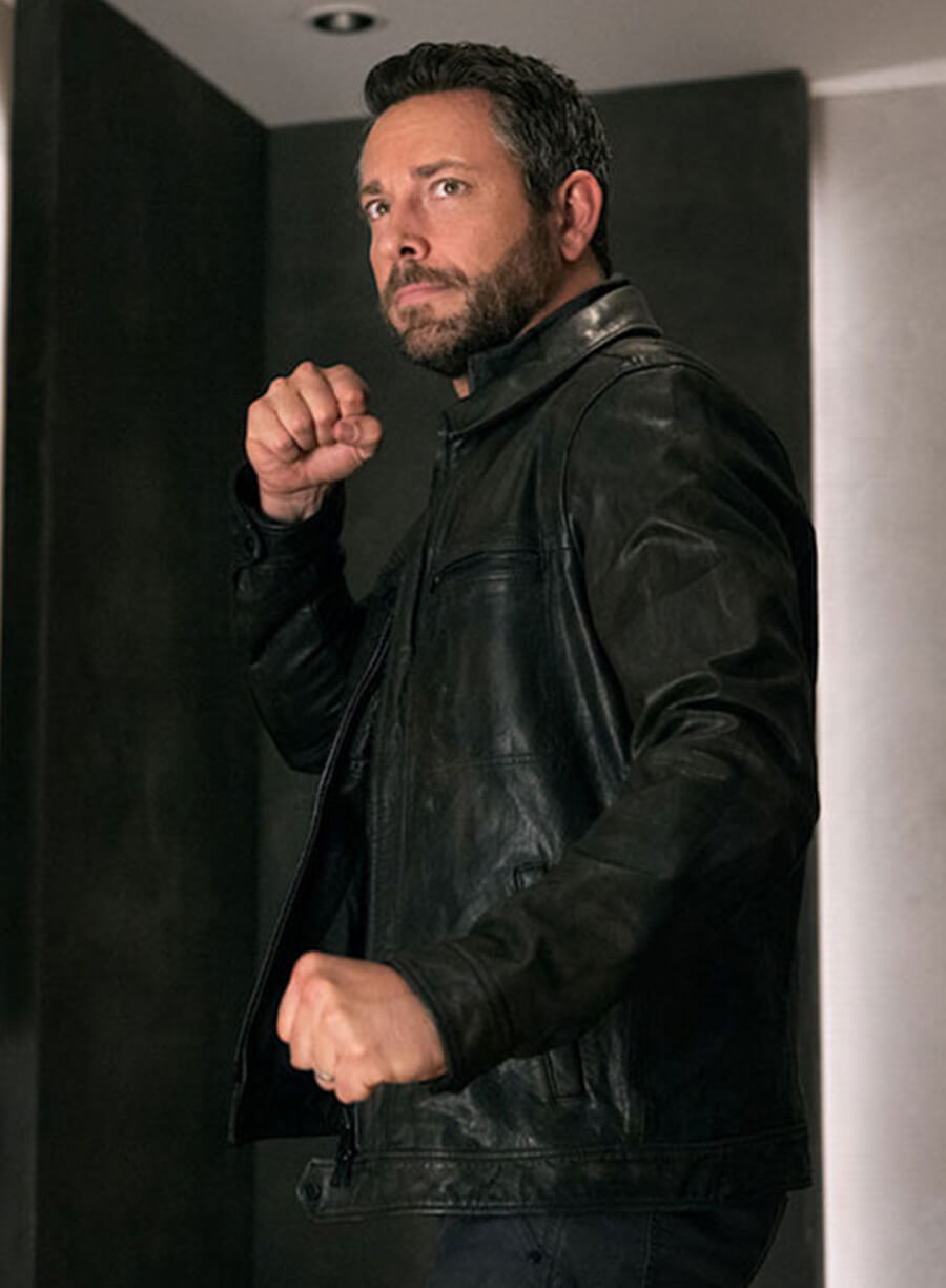 Harpoon Terrence Tango Inspired Black Real Leather Leather Jacket - Spy Kids: Armageddon Style