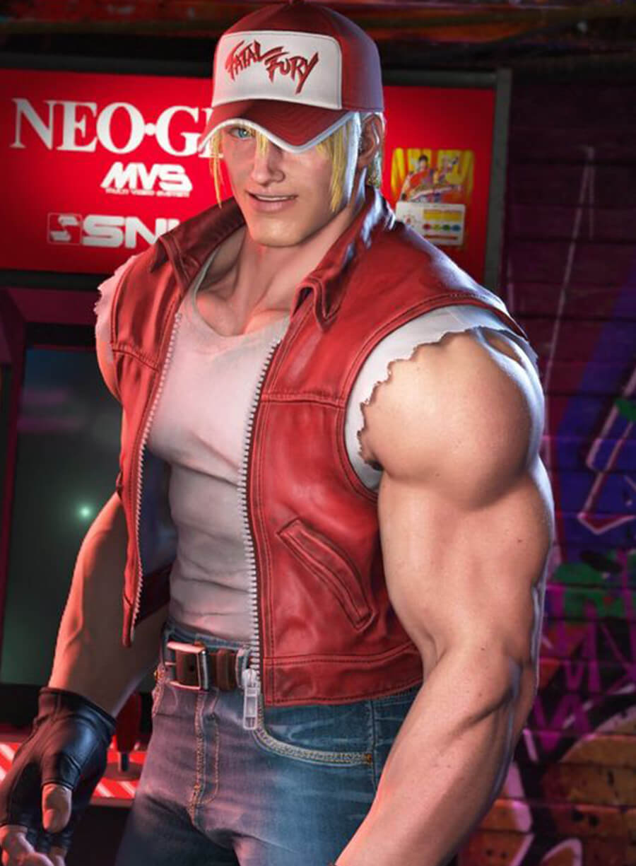 Harpoon Terry Bogard Inspired Red Leather Jacket - Street Fighter 6 Style
