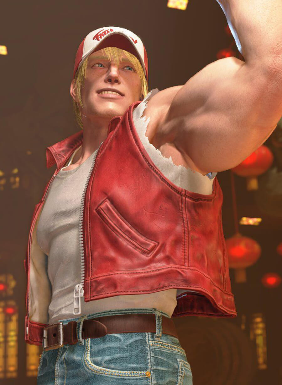 Harpoon Terry Bogard Inspired Red Leather Jacket - Street Fighter 6 Style
