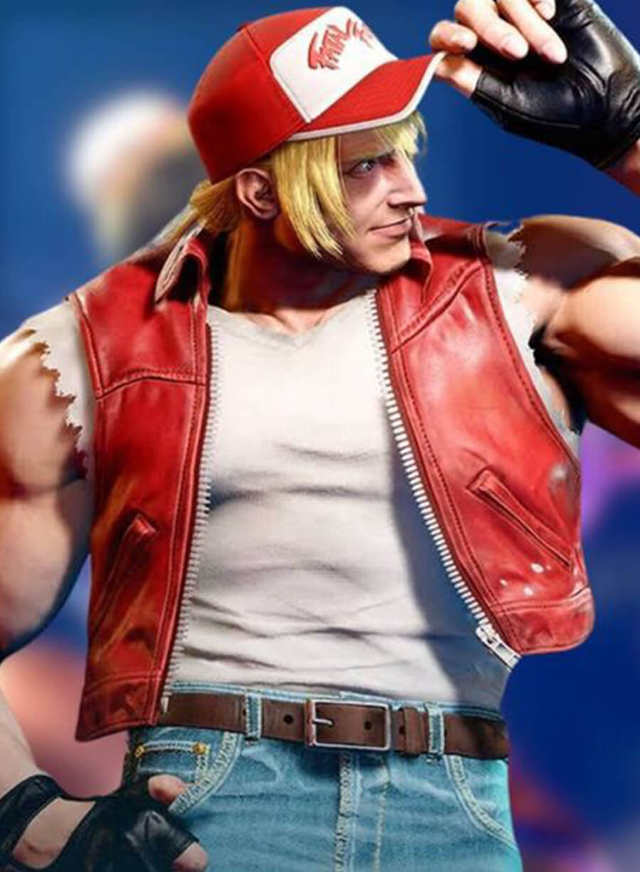 Harpoon Terry Bogard Inspired Red Leather Jacket - Street Fighter 6 Style