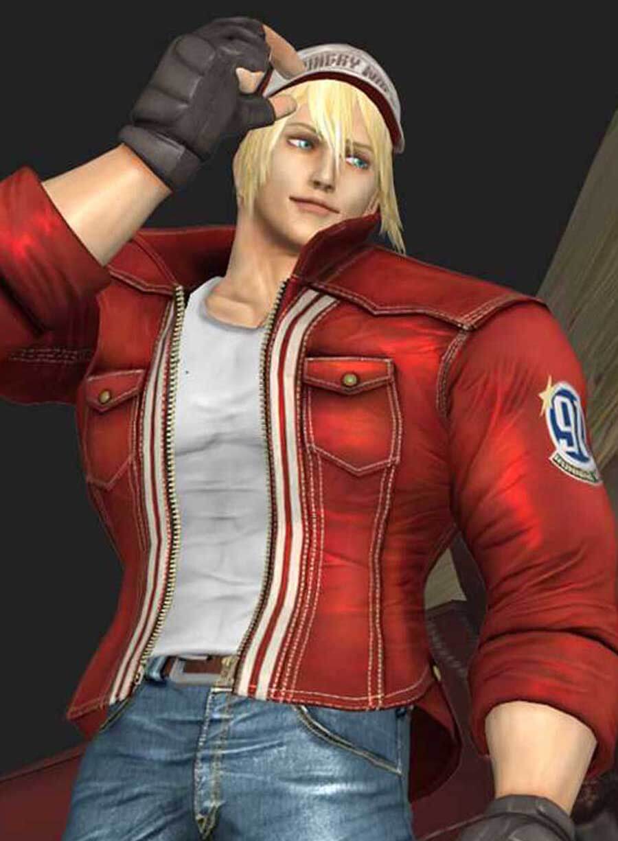 Harpoon Terry Bogard Inspired Red Leather Jacket - King of Fighters Style