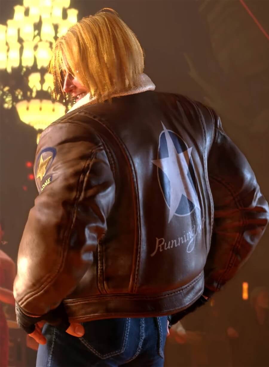 Harpoon Terry Bogard Inspired Brown Leather Jacket - Street Fighter 6 Style