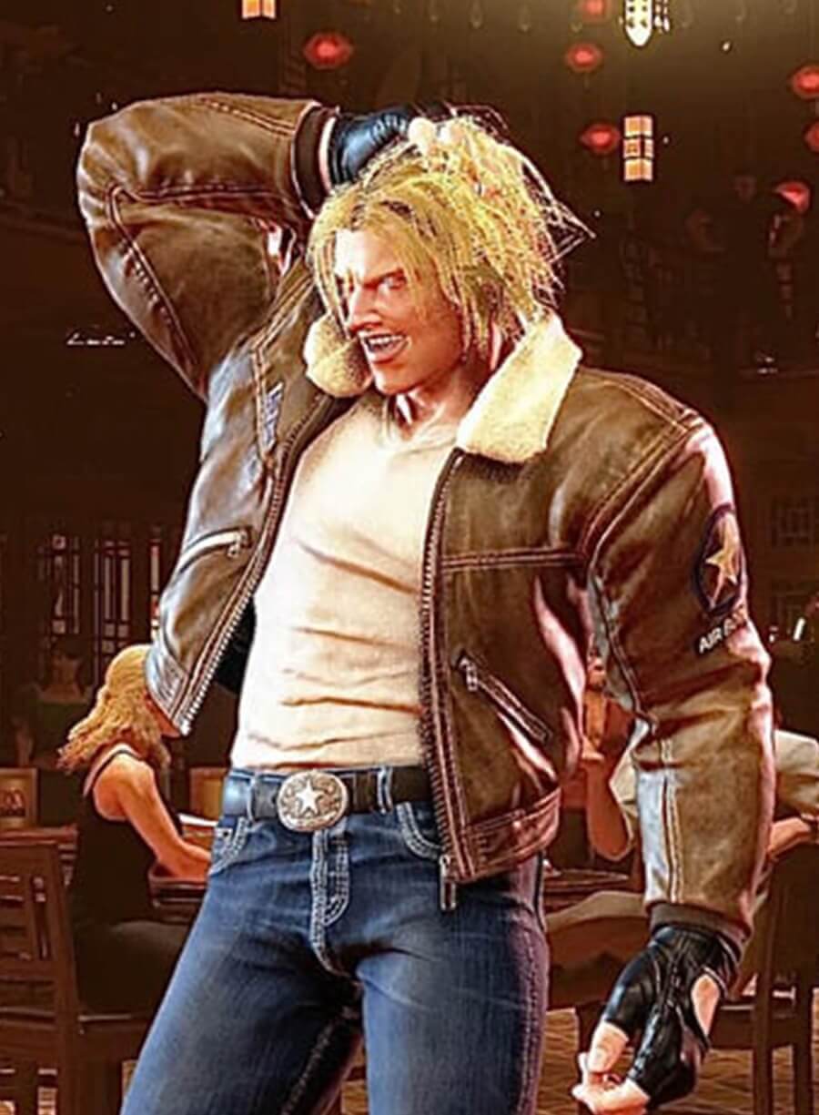 Harpoon Terry Bogard Inspired Brown Leather Jacket - Street Fighter 6 Style