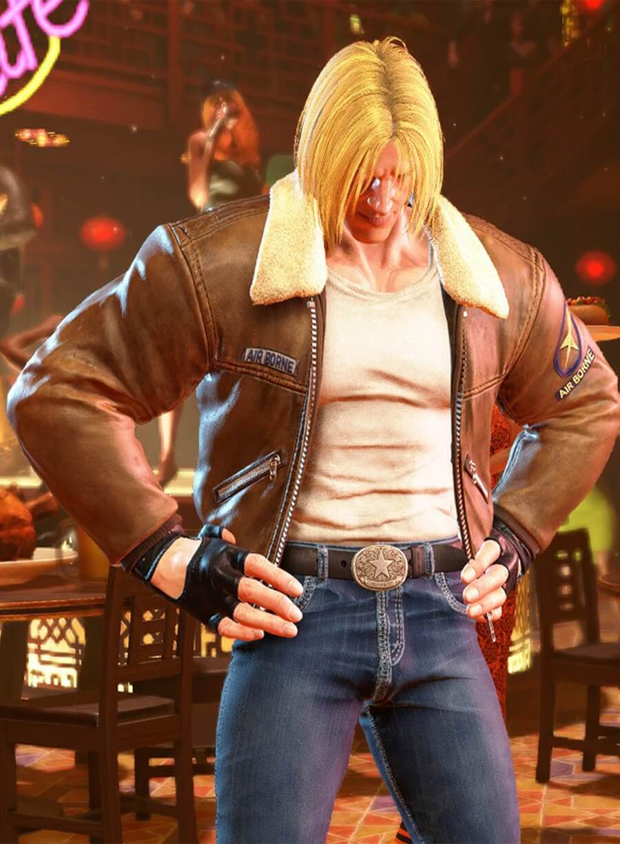Harpoon Terry Bogard Inspired Brown Leather Jacket - Street Fighter 6 Style