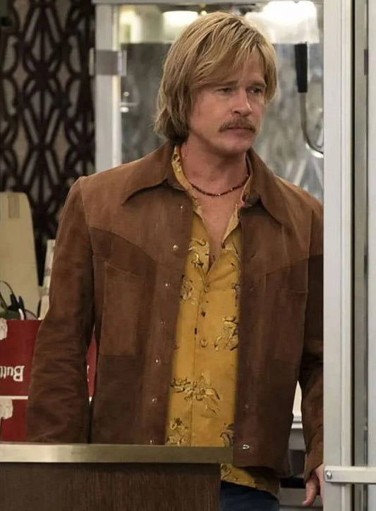 Harpoon Cliff Booth Inspired Brown Suede Leather Leather Jacket - The Adventures of Cliff Booth Style