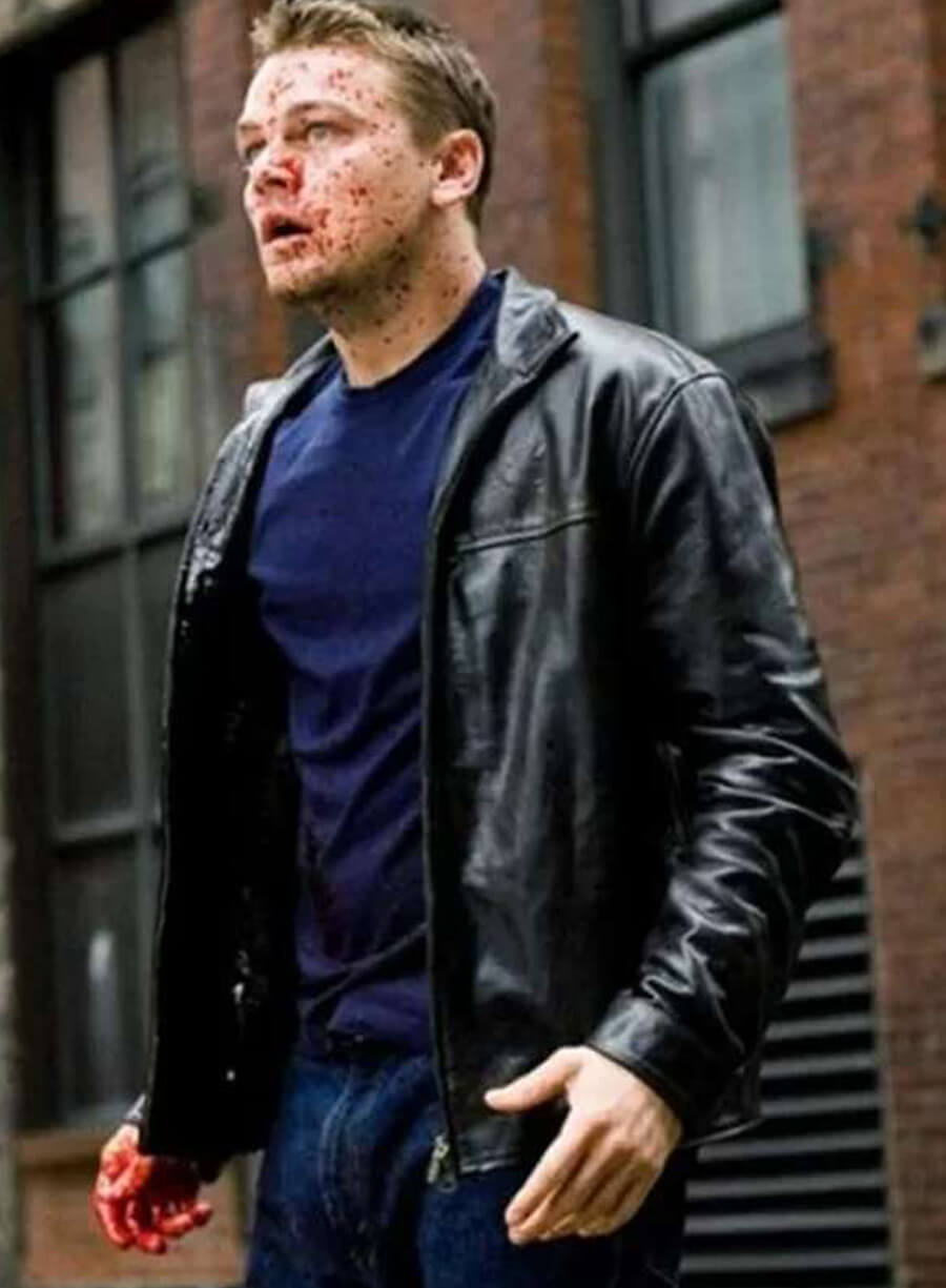 Harpoon William Costigan Jr Inspired Black Leather Jacket - The Departed Style