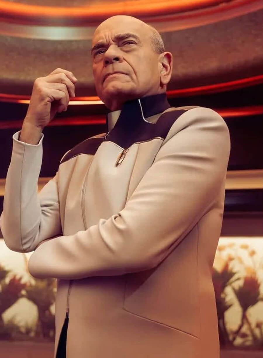Harpoon The Doctor Inspired White Leather Jacket - Star Trek: Starfleet Academy Style