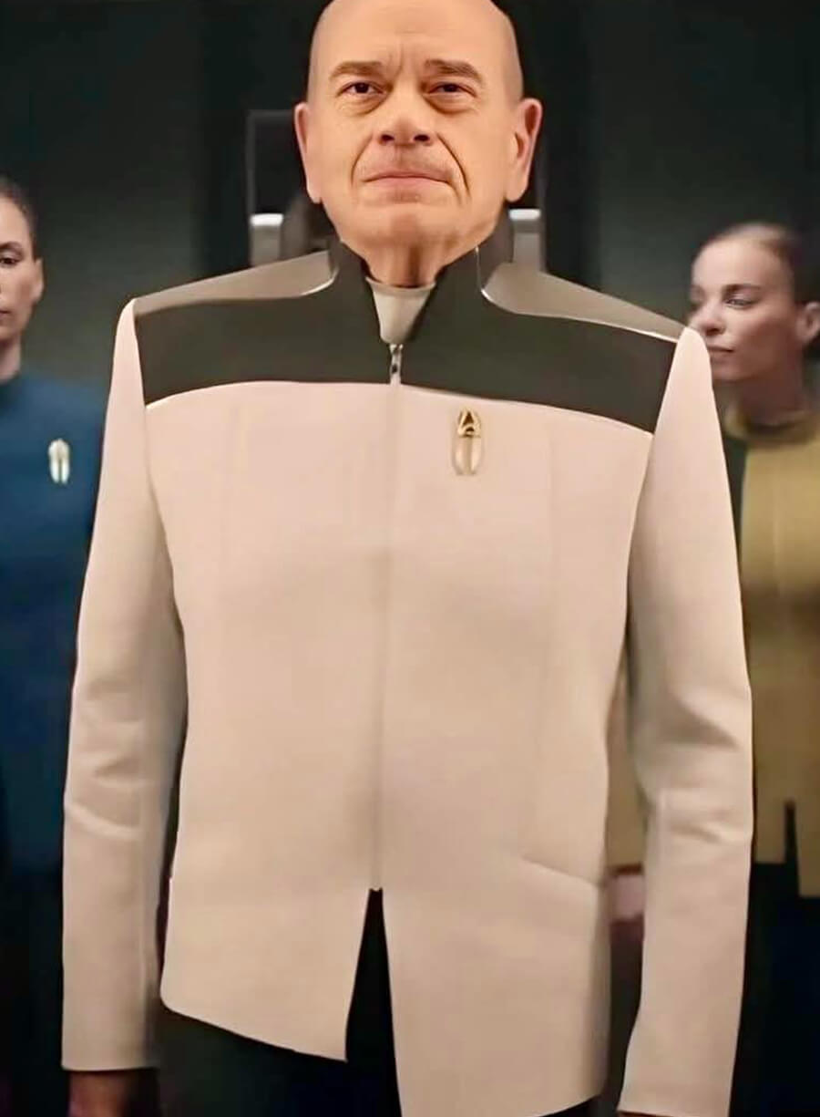 Harpoon The Doctor Inspired White Leather Jacket - Star Trek: Starfleet Academy Style