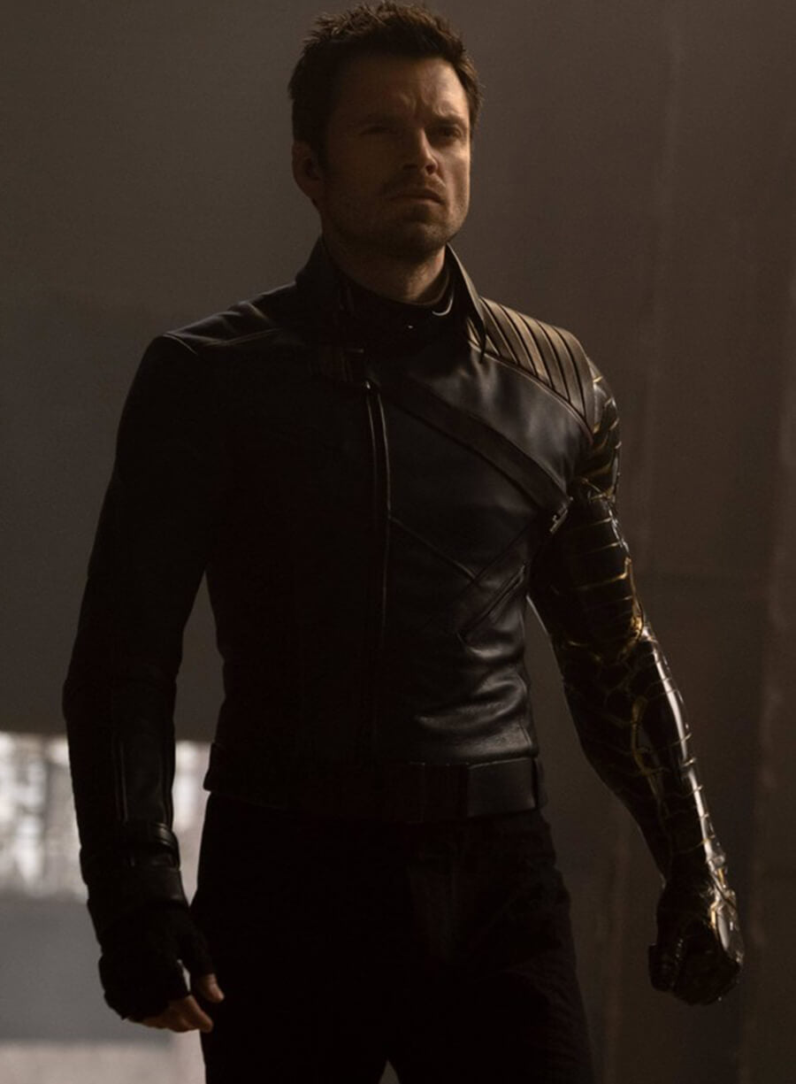 Harpoon Bucky Barnes Inspired Black Leather Jacket - The Falcon and the Winter Soldier Style