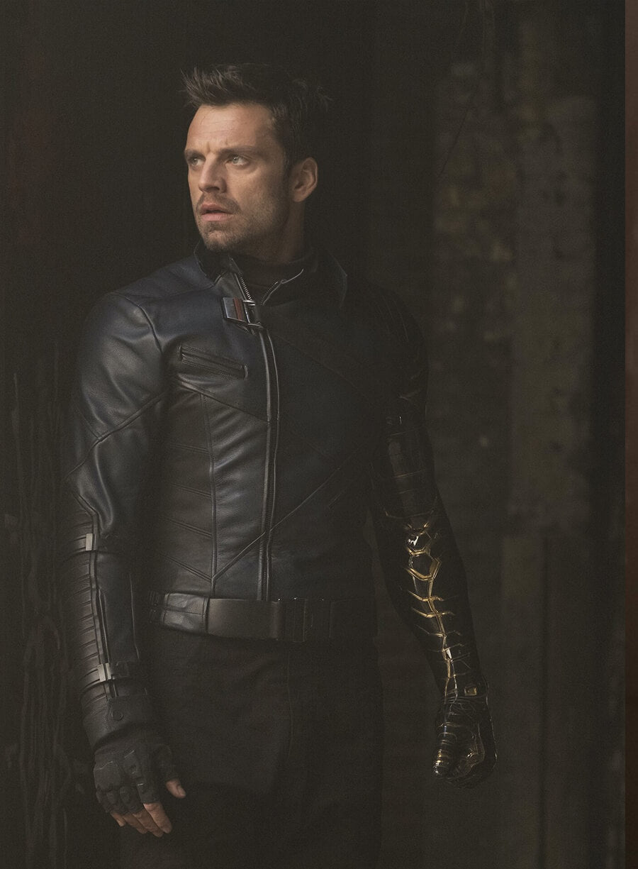 Harpoon Bucky Barnes Inspired Black Leather Jacket - The Falcon and the Winter Soldier Style
