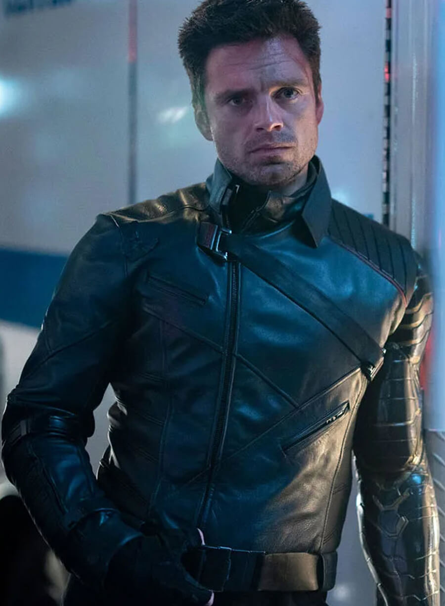 Harpoon Bucky Barnes Inspired Black Leather Jacket - The Falcon and the Winter Soldier Style