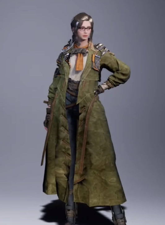 Harpoon Gley Inspired Green Cotton Fabric Coat - The First Descendant Game Style
