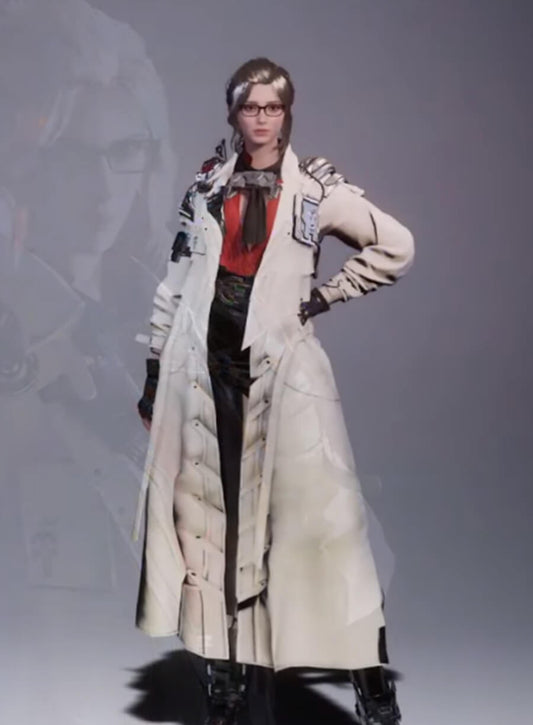 Harpoon Gley Inspired White Faux Leather / Real Leather Coat - The First Descendant Game Style