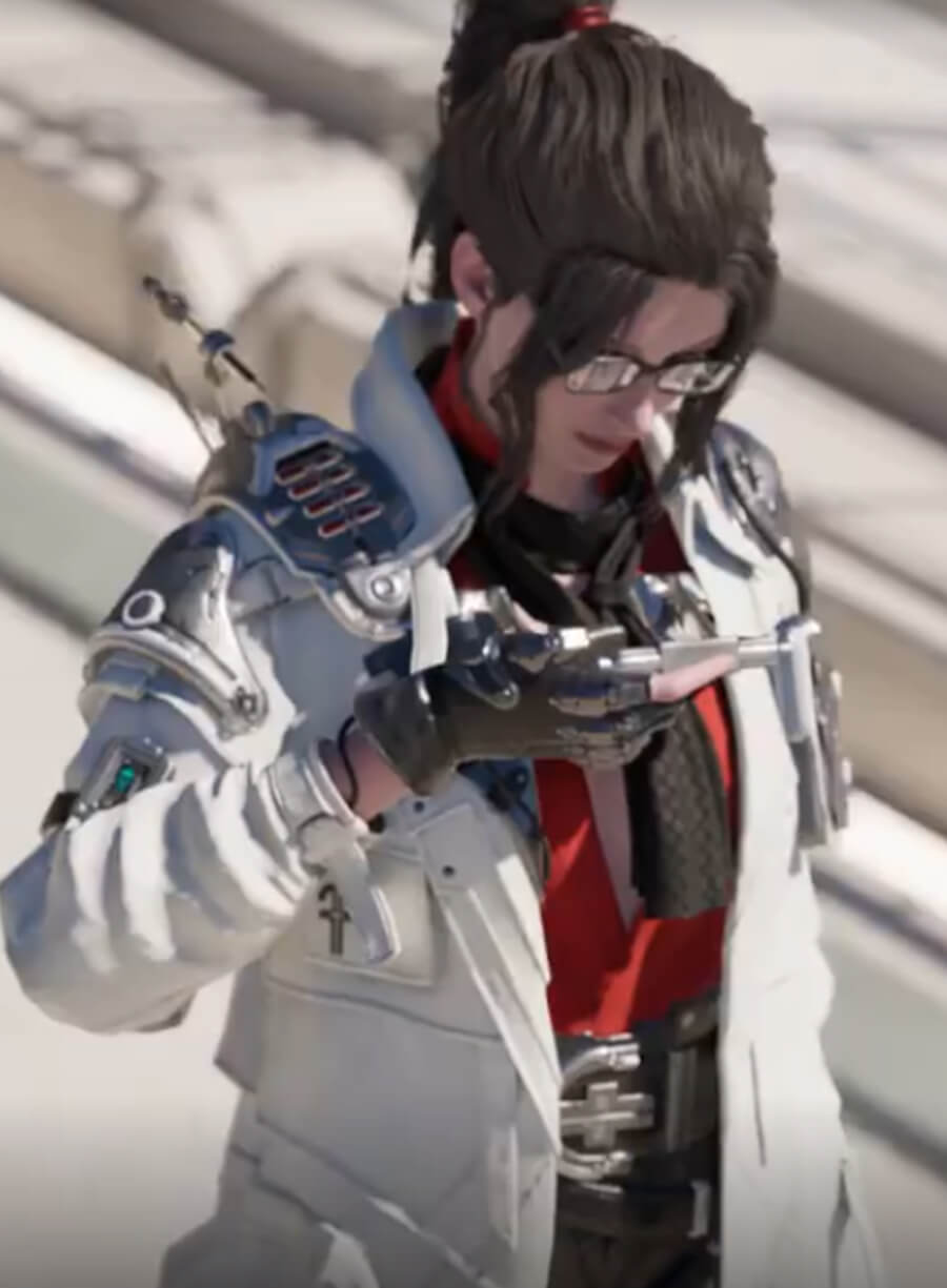 Harpoon Gley Inspired White Faux Leather / Real Leather Coat - The First Descendant Game Style