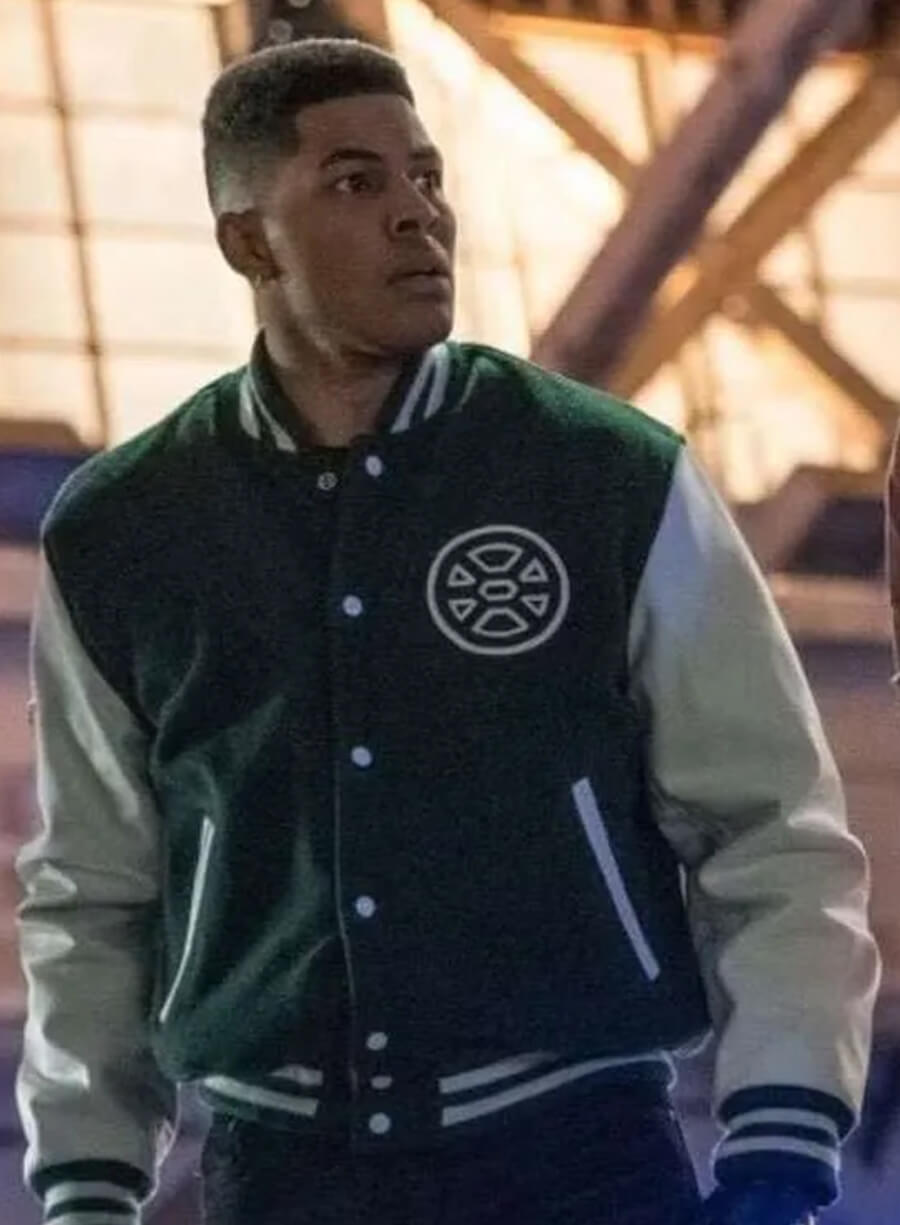 Harpoon Deon Owens Inspired Green and White Varsity Jacket - The Flash S08 Style