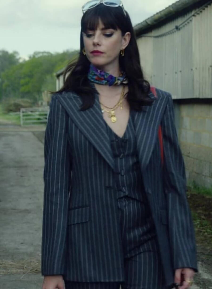 The Gentlemen Kaya Scodelario Susie Glass Striped Blazer