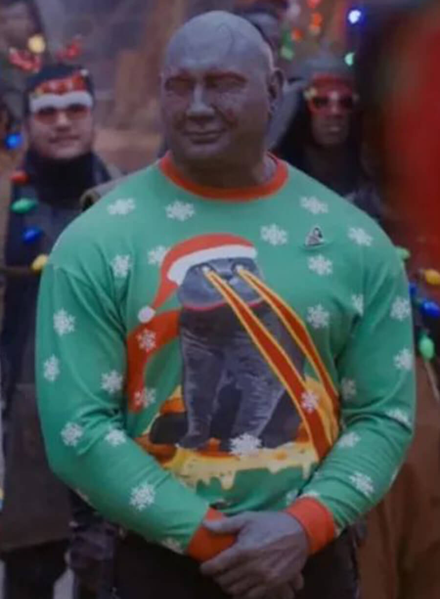 Harpoon Drax The Destroyer Inspired Green Fleece Leather Jacket - The Guardians Of The Galaxy Holiday Style