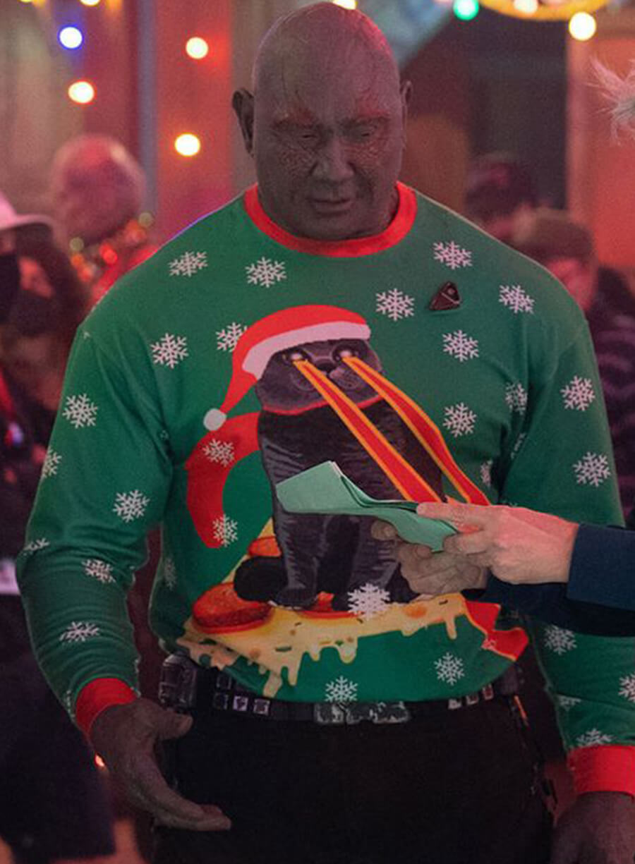 Harpoon Drax The Destroyer Inspired Green Fleece Leather Jacket - The Guardians Of The Galaxy Holiday Style