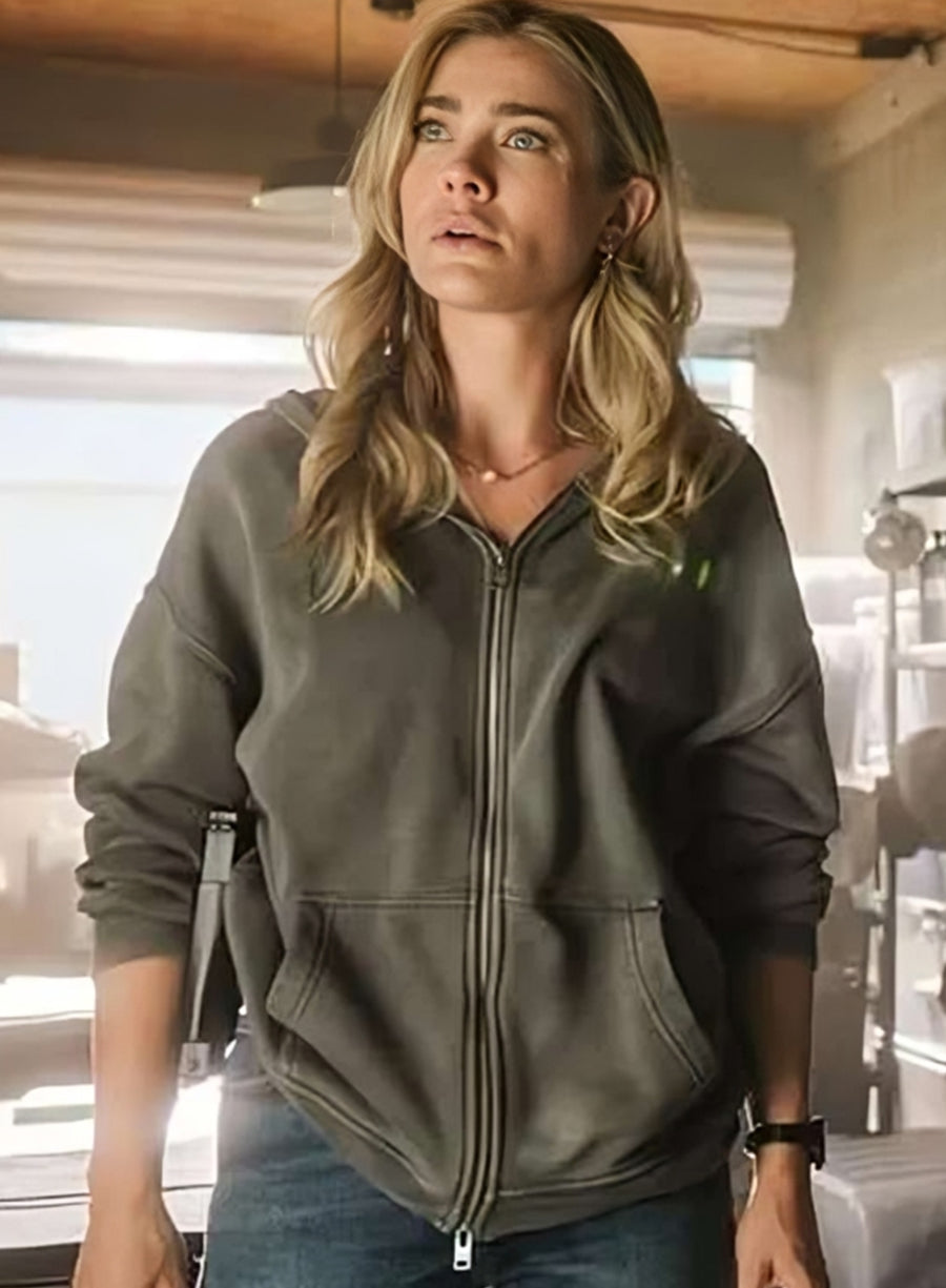 Harpoon Rebecca Bex Inspired Green Fleece Fabric Hooded Jacket - The Hunting Party Tv Series Style