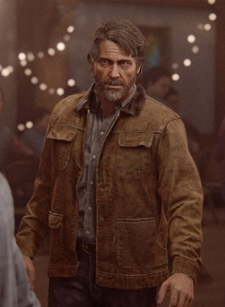 Harpoon Joel Miller Inspired Brown Suede Leather Leather Jacket - The Last of Us Style